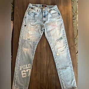 Ralph Lauren Blue Distressed Denim Jeans with Polo 67